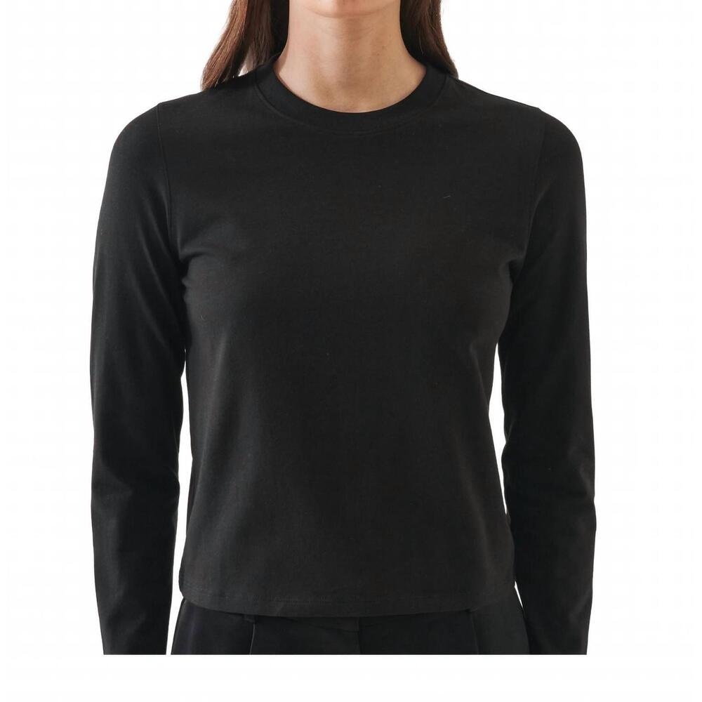 NEW PATRICK ASSARAF long sleeve iconic pima stretch baby tee in black